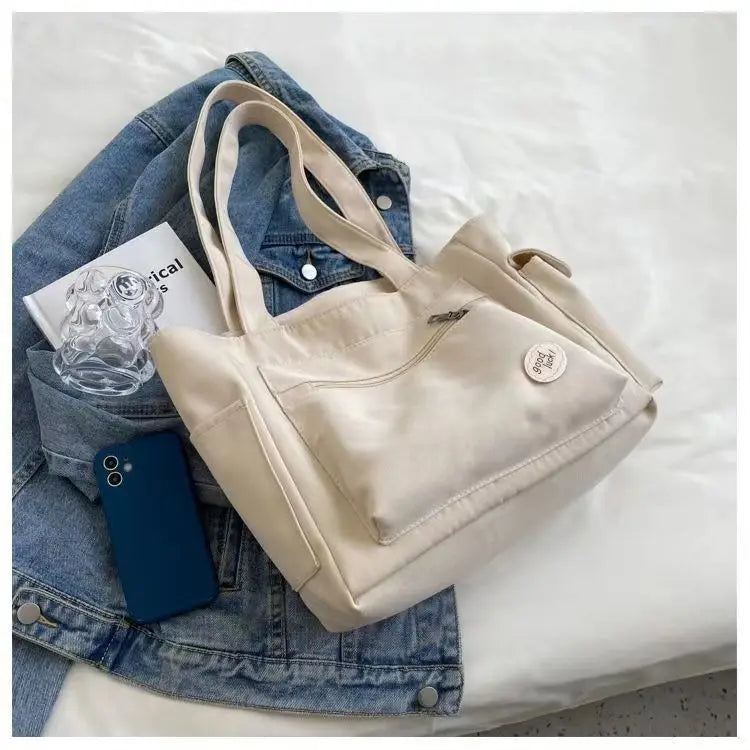 Women'S Fashion Shoulder Bag Class Large Capacity Student Tote Bag 2023 New Canvas Commuter Handbag Women Bag