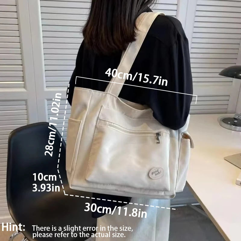 Women'S Fashion Shoulder Bag Class Large Capacity Student Tote Bag 2023 New Canvas Commuter Handbag Women Bag