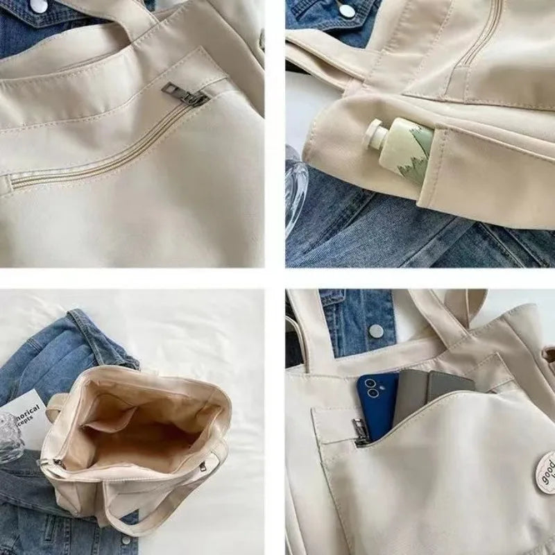 Women'S Fashion Shoulder Bag Class Large Capacity Student Tote Bag 2023 New Canvas Commuter Handbag Women Bag