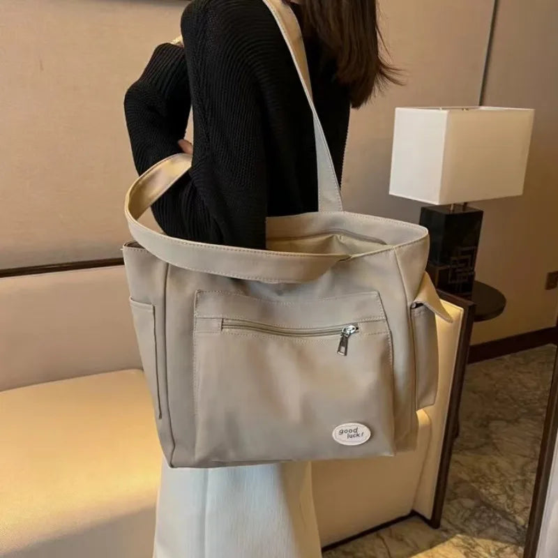 Women'S Fashion Shoulder Bag Class Large Capacity Student Tote Bag 2023 New Canvas Commuter Handbag Women Bag