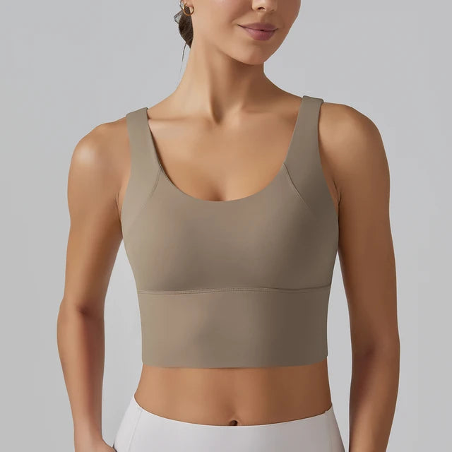 "Women's Summer Yoga Bra with Stylish Back Design - Provides Shockproof Support for Sports and Yoga Training"