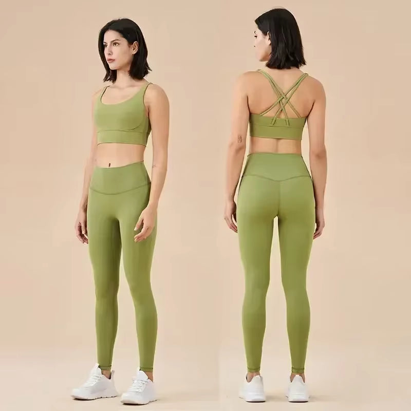 Sportswear Yoga Clothes Set Leggings and Tops Fitness Sports Suits Gym Clothing Bra Pants Sets Running Sport Outfit for Woman