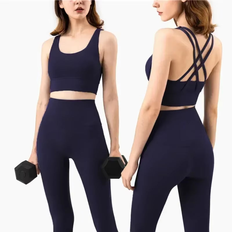 Sportswear Yoga Clothes Set Leggings and Tops Fitness Sports Suits Gym Clothing Bra Pants Sets Running Sport Outfit for Woman