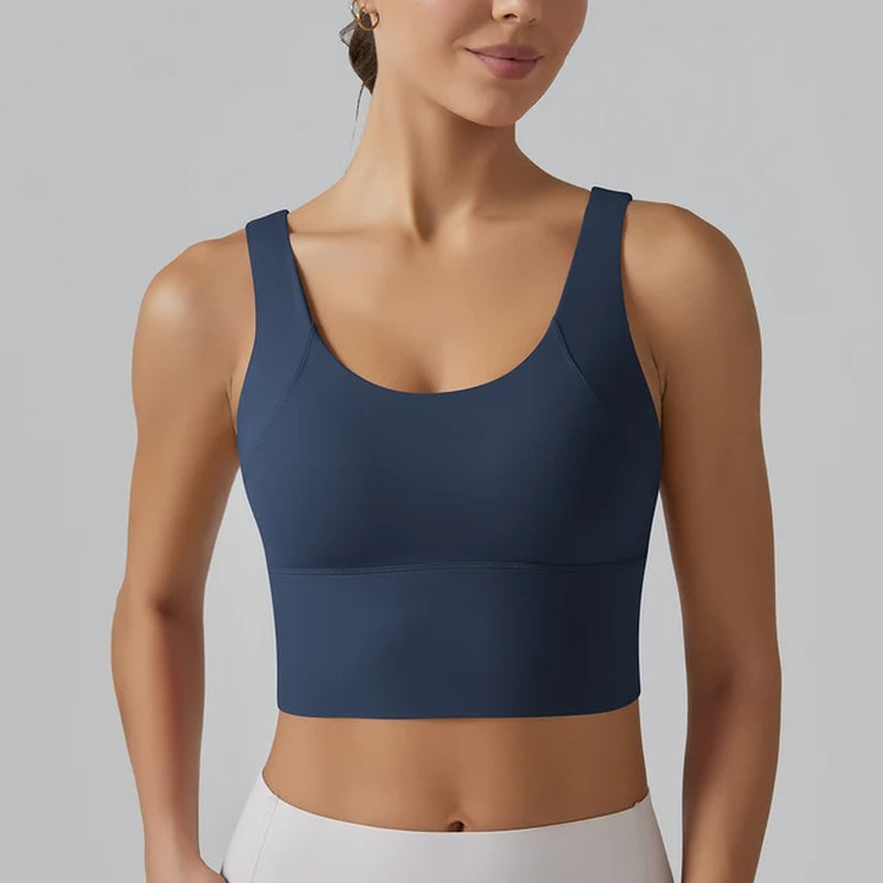 "Women's Summer Yoga Bra with Stylish Back Design - Provides Shockproof Support for Sports and Yoga Training"